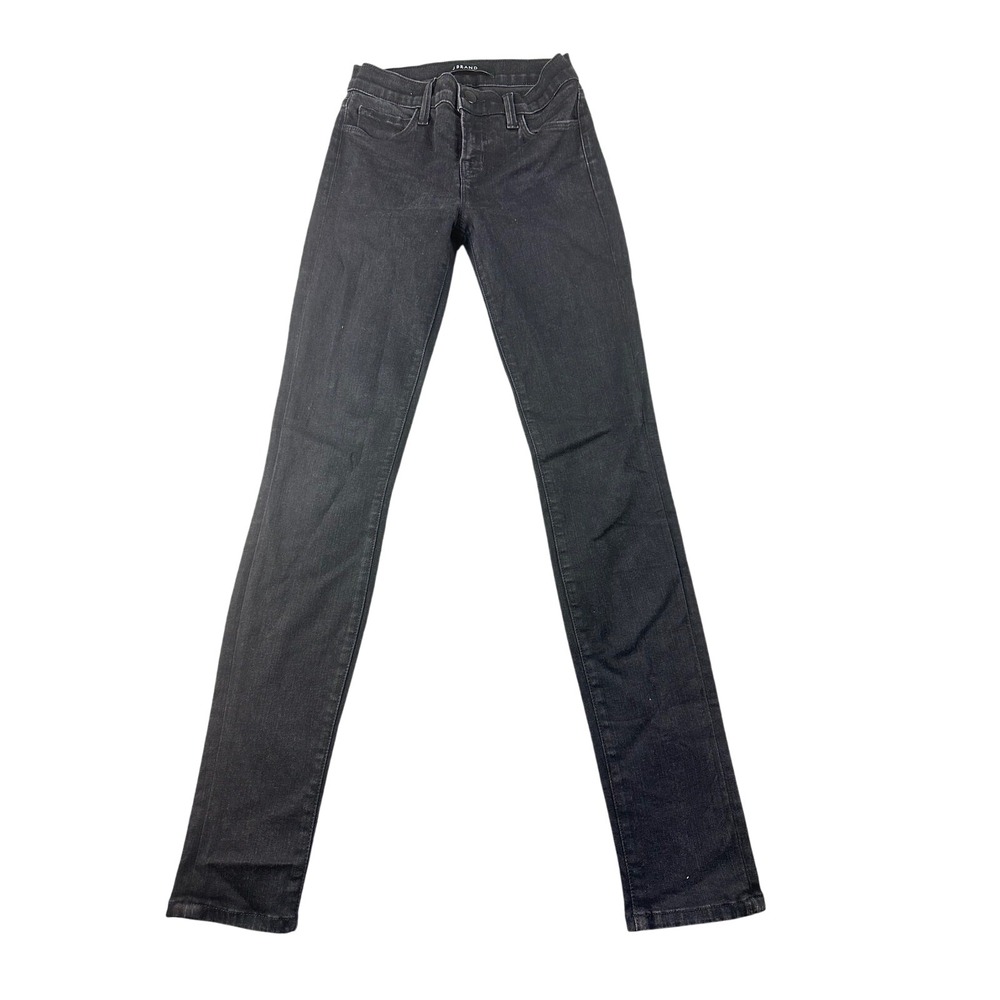 J Brand Jeans Women 24 Black Skinny Denim USA Made Designer Edgy Clean Look